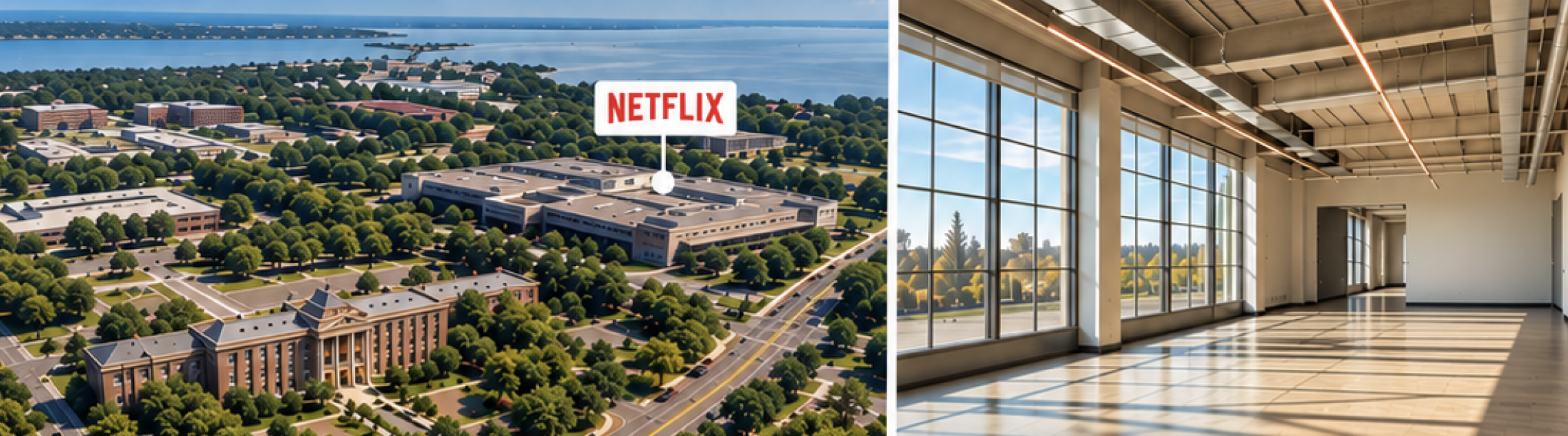Historic Russell Hall office space available for lease at Fort Monmouth in Monmouth County, New Jersey, featuring approximately 9,500 square feet of customizable third-floor commercial space.