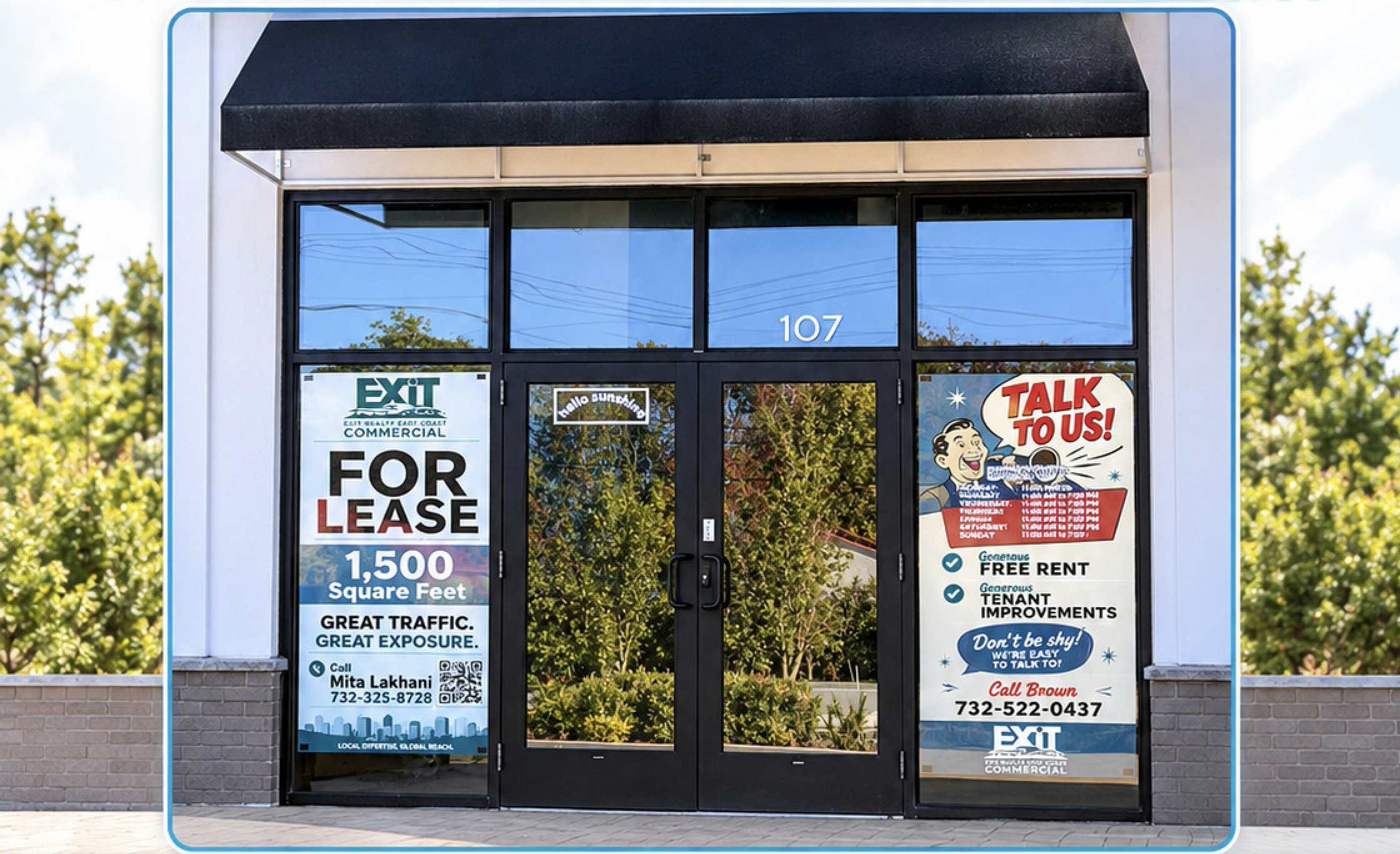 Retail storefront available for lease at 515 Monmouth Road in Jackson, New Jersey, featuring high visibility signage and approximately 1,500 square feet of commercial space.